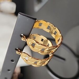 Gold Filled Chunky Chain Link Hoop Earrings